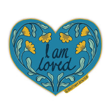 Load image into Gallery viewer, Art Deco-style affirmation sticker reading ‘I Am Loved’ in elegant retro typography, ideal for self-love and mental wellness reminders.