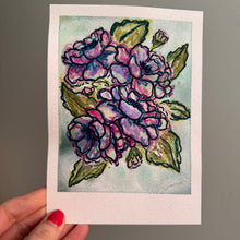 Load image into Gallery viewer, "The Peonies" Spring Flower Mini Original Mixed Media Painting