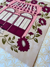 Load image into Gallery viewer, Vintage bookstore art print with floral details—perfect for cozy reading nooks, book club gifts, and nostalgic bibliophile decor.