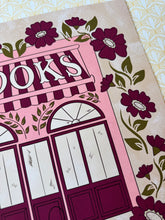 Load image into Gallery viewer, Vintage bookstore art print with floral details—perfect for cozy reading nooks, book club gifts, and nostalgic bibliophile decor.