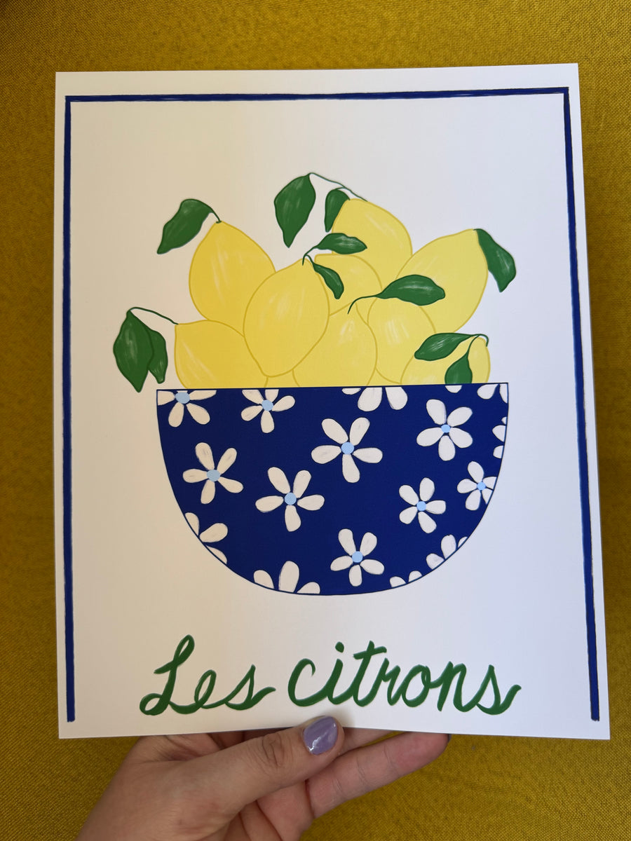 Les Citrons Vintage Inspired Lemon Art for Kitchen or Gallery Wall, Fr ...