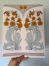 Load image into Gallery viewer, Vintage Botanical Floral Illustration Inspired by Art Nouveau Design Art Print