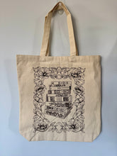Load image into Gallery viewer, Vintage Stack of Books Design With Poppies Screen Print Canvas Tote Bag
