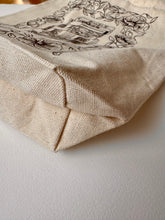Load image into Gallery viewer, Vintage Stack of Books Design With Poppies Screen Print Canvas Tote Bag