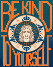 Load image into Gallery viewer, Art Nouveau Be Kind To Yourself Teal Ombré Art Print Poster