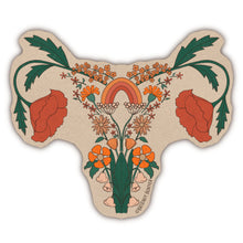 Load image into Gallery viewer, Rainbow-hued vinyl sticker set showcasing a uterus in floral anatomy style—honoring rainbow babies, healing, and feminine strength.