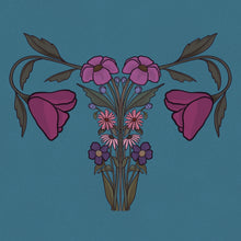 Load image into Gallery viewer, Blue Jewel Tone Wildflower Uterus Body Anatomy Giclée Art Print