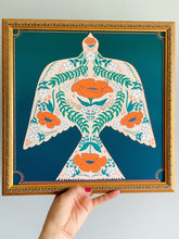 Load image into Gallery viewer, Hope Collection: Upward Flying Bird w/ Orange Poppies + Lilies Art Print