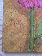 Load image into Gallery viewer, Quilted Sewn Style Magenta Poppy Flower Original Mixed Media Painting