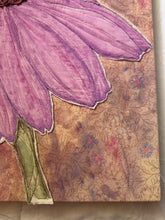 Load image into Gallery viewer, Quilted Sewn Style Purple Coneflower Original Mixed Media Painting