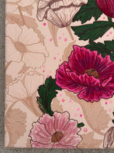 Load image into Gallery viewer, Pink Poppy Flowers on Soft Linen Fabric Original Mixed Media Painting