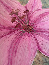 Load image into Gallery viewer, Quilted Sewn Style Pink Lily Original Mixed Media Painting
