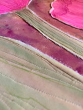 Load image into Gallery viewer, Quilted Sewn Style Pink Tulip Flowers Original Mixed Media Painting