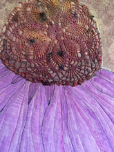 Load image into Gallery viewer, Quilted Sewn Style Purple Coneflower Original Mixed Media Painting