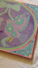 Load image into Gallery viewer, Spring Folk Inspired Love Birds with Colorful Flowers Original Mixed Media Painting