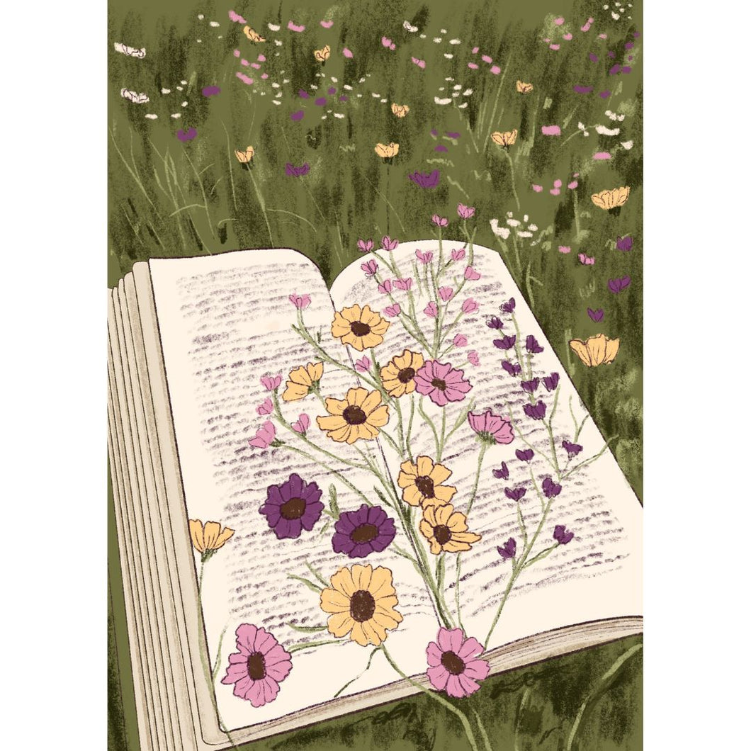 Book Lover Wildflower Garden Mini Giclée Art Print