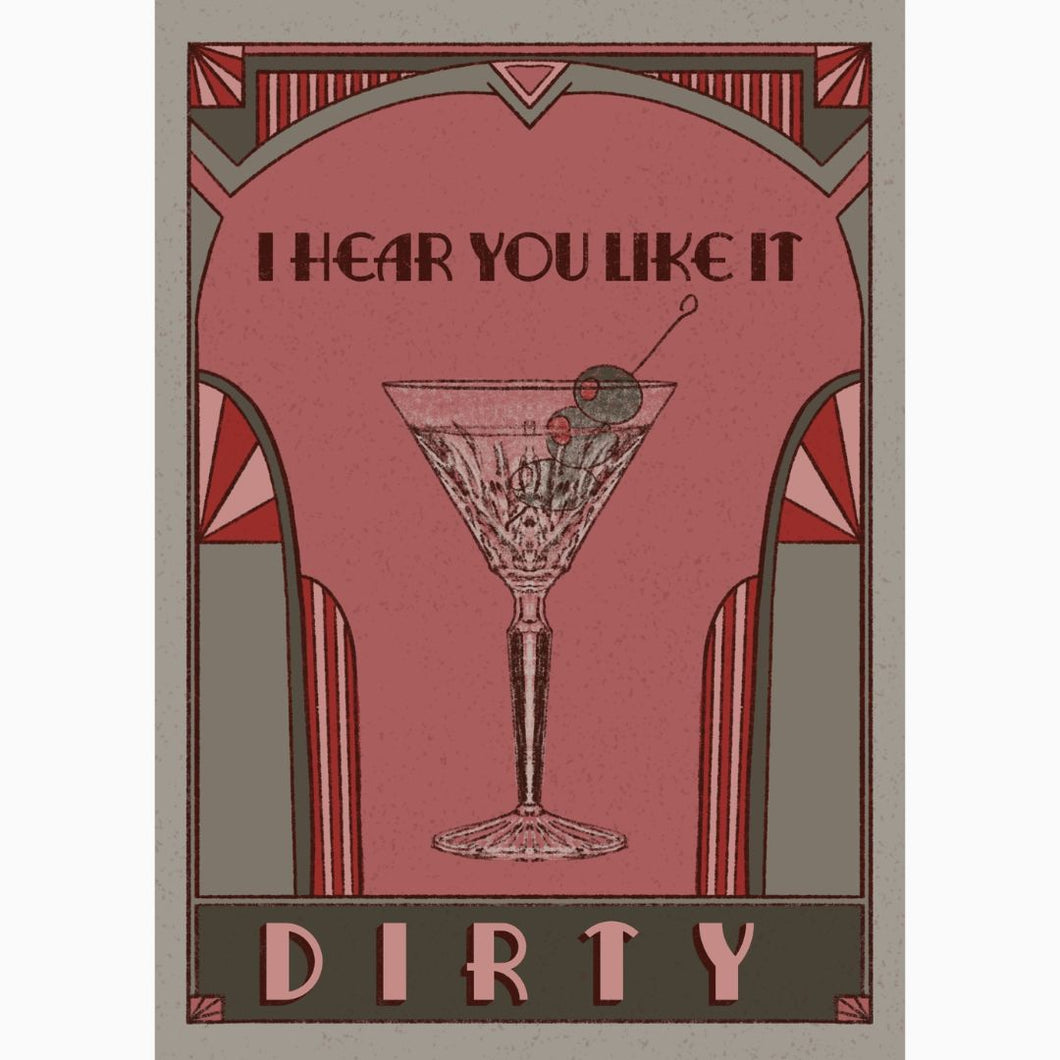 Dirty Martini Art Deco Style Greeting Card