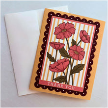 Load image into Gallery viewer, Floral Poppy Stamp Design Thank You Greeting Card