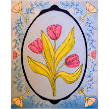 Load image into Gallery viewer, Spring Pink Tulip Garden Lovers Original Mixed Media Painting