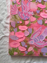 Load image into Gallery viewer, Spring Folk Inspired Birds with Pink Flowers Original Mixed Media Painting