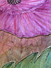 Load image into Gallery viewer, Quilted Sewn Style Magenta Poppy Flower Original Mixed Media Painting