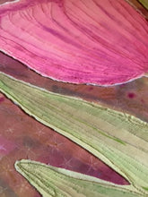 Load image into Gallery viewer, Quilted Sewn Style Pink Tulip Flowers Original Mixed Media Painting