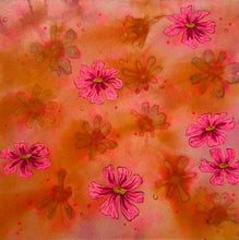 Load image into Gallery viewer, 2 Pink Pressed Cosmos Flower Original Mixed Media Painting