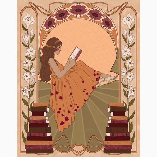 Between Pages & Petals Collection: A Reading Lady Art Print