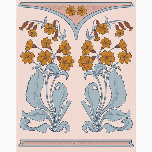 Vintage Botanical Floral Illustration Inspired by Art Nouveau Design Art Print