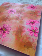 Load image into Gallery viewer, 2 Pink Pressed Cosmos Flower Original Mixed Media Painting