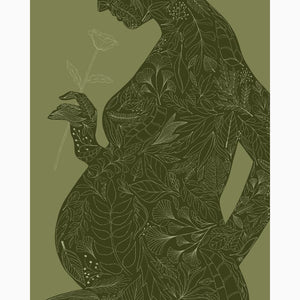 Botanical Baby Pregnancy Announcement Silhouette Giclée Art Print