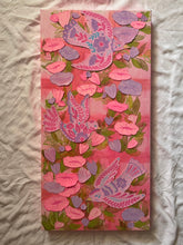 Load image into Gallery viewer, Spring Folk Inspired Birds with Pink Flowers Original Mixed Media Painting