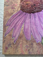 Load image into Gallery viewer, Quilted Sewn Style Purple Coneflower Original Mixed Media Painting