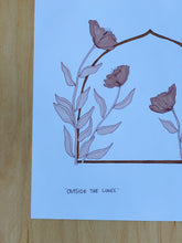 Load image into Gallery viewer, Original Floral Ink Illustration: Outside The Lines