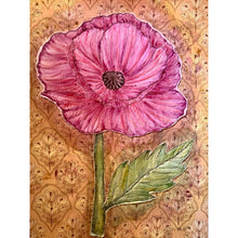 Load image into Gallery viewer, Quilted Sewn Style Magenta Poppy Flower Original Mixed Media Painting