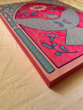 Load image into Gallery viewer, Spring Folk Inspired Flying Bird with Art Deco Frame Original Mixed Media Painting