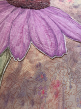 Load image into Gallery viewer, Quilted Sewn Style Purple Coneflower Original Mixed Media Painting