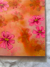 Load image into Gallery viewer, 2 Pink Pressed Cosmos Flower Original Mixed Media Painting