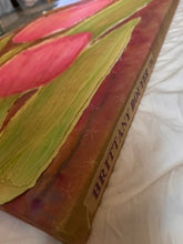 Load image into Gallery viewer, Quilted Sewn Style Pink Tulip Flowers Original Mixed Media Painting