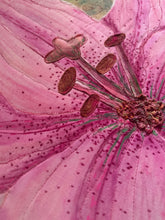 Load image into Gallery viewer, Quilted Sewn Style Pink Lily Original Mixed Media Painting