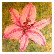 Load image into Gallery viewer, Quilted Sewn Style Pink Lily Original Mixed Media Painting