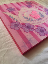 Load image into Gallery viewer, Vibrant Pink Teapot with Squirrel Afternoon Tea Original Mixed Media Painting