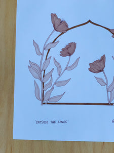 Original Floral Ink Illustration: Outside The Lines