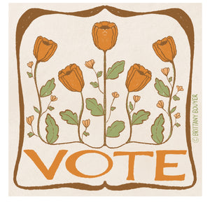 Vote 2024 Election with Vintage Poppy Flower Motif Vinyl Matte Sticker