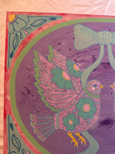 Load image into Gallery viewer, Spring Folk Inspired Love Birds with Colorful Flowers Original Mixed Media Painting