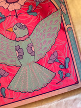 Load image into Gallery viewer, Spring Folk Inspired Flying Bird with Art Deco Frame Original Mixed Media Painting