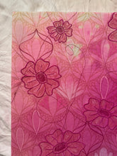 Load image into Gallery viewer, Embroidered Art Deco Pink Flowers on Linen Canvas Original Mixed Media Painting