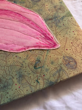Load image into Gallery viewer, Quilted Sewn Style Pink Lily Original Mixed Media Painting