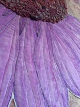 Load image into Gallery viewer, Quilted Sewn Style Purple Coneflower Original Mixed Media Painting
