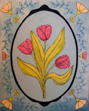 Load image into Gallery viewer, Spring Pink Tulip Garden Lovers Original Mixed Media Painting